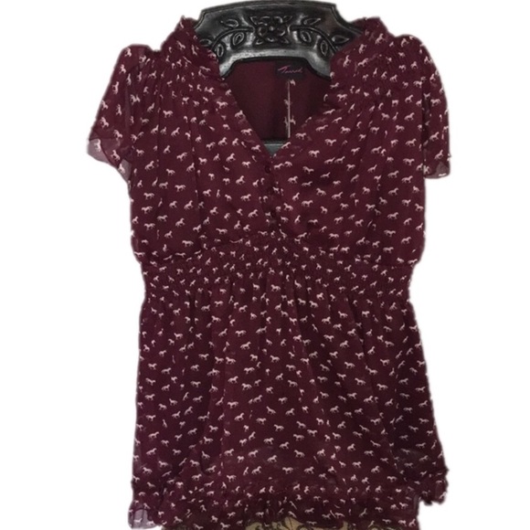 torrid Tops - torrid burgundy babydoll horse top sz.3x